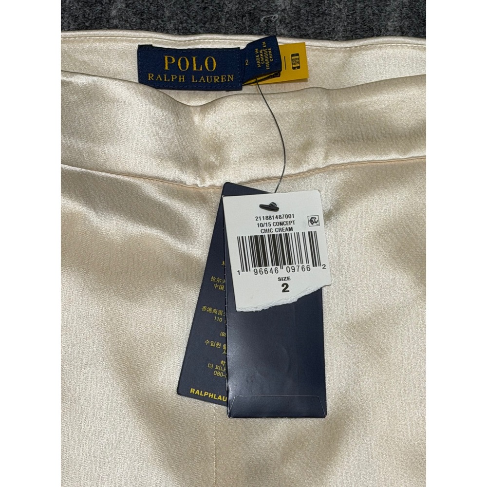 Polo Ralph Lauren Satin Wide-Leg Pant Chic Cream High Rise Trousers Size 2 NEW - Picture 3 of 8